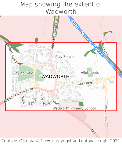 Map showing extent of Wadworth as bounding box