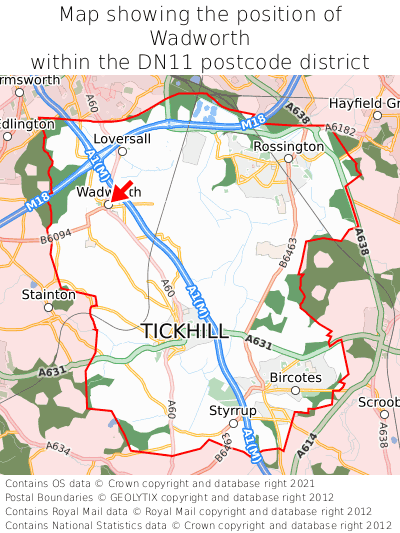 Map showing location of Wadworth within DN11