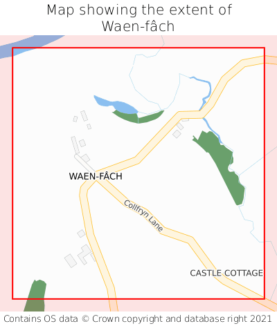 Map showing extent of Waen-fâch as bounding box