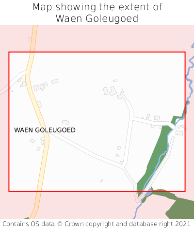 Map showing extent of Waen Goleugoed as bounding box