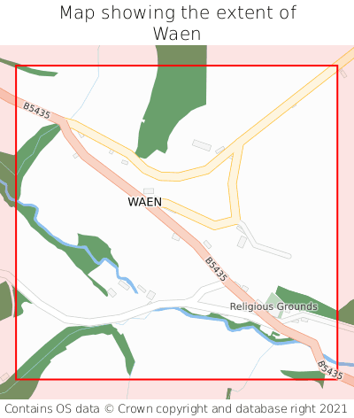 Map showing extent of Waen as bounding box