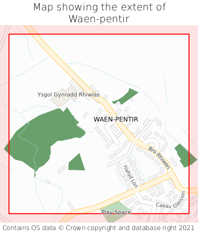 Map showing extent of Waen-pentir as bounding box