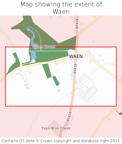 Map showing extent of Waen as bounding box