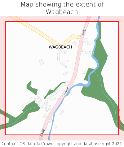 Map showing extent of Wagbeach as bounding box