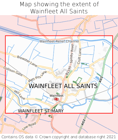 Map showing extent of Wainfleet All Saints as bounding box