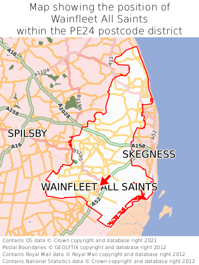 Map showing location of Wainfleet All Saints within PE24