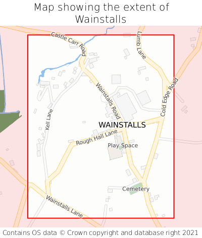 Map showing extent of Wainstalls as bounding box