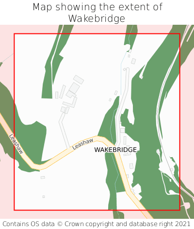 Map showing extent of Wakebridge as bounding box