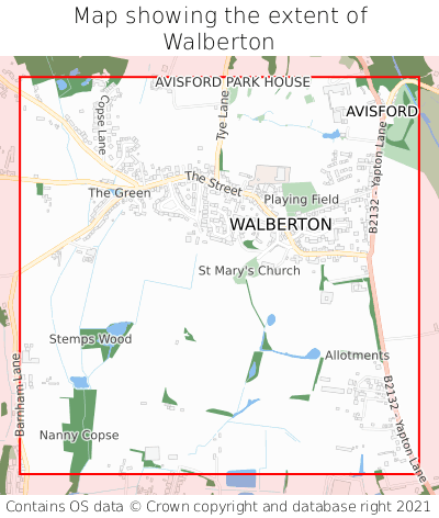 Map showing extent of Walberton as bounding box