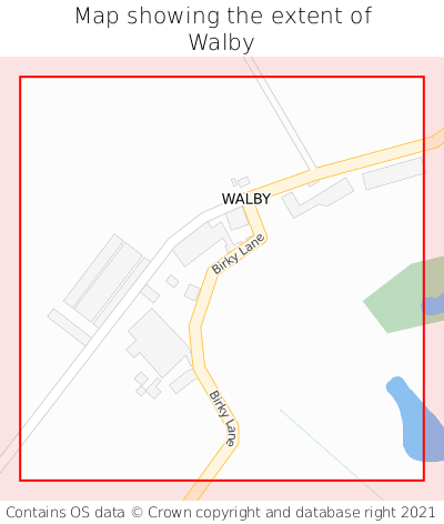 Map showing extent of Walby as bounding box