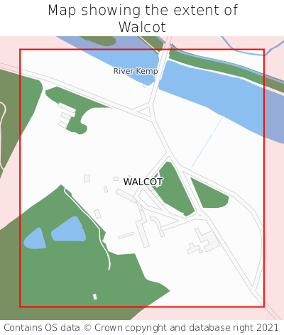 Map showing extent of Walcot as bounding box