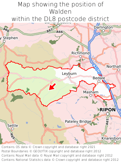 Map showing location of Walden within DL8