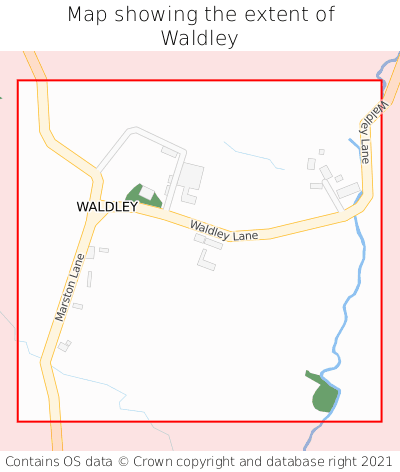 Map showing extent of Waldley as bounding box