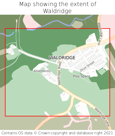 Map showing extent of Waldridge as bounding box