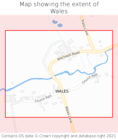 Map showing extent of Wales as bounding box