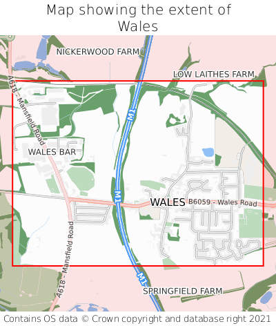 Map showing extent of Wales as bounding box