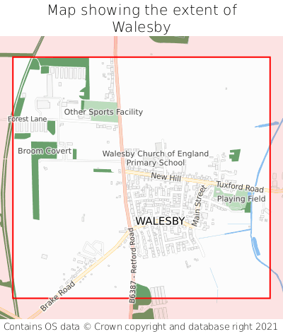 Map showing extent of Walesby as bounding box