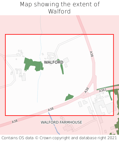 Map showing extent of Walford as bounding box