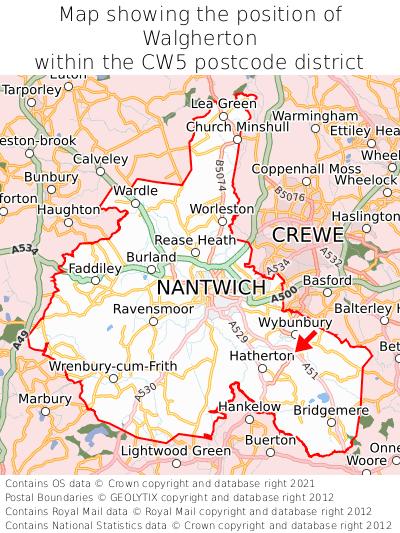 Map showing location of Walgherton within CW5