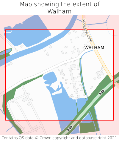 Map showing extent of Walham as bounding box