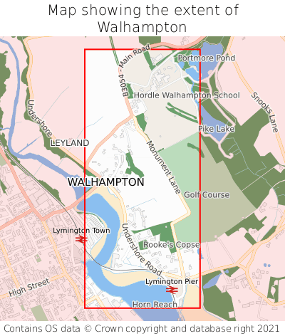 Map showing extent of Walhampton as bounding box