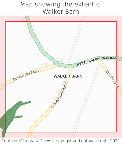 Map showing extent of Walker Barn as bounding box