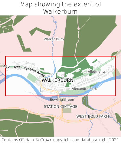 Map showing extent of Walkerburn as bounding box