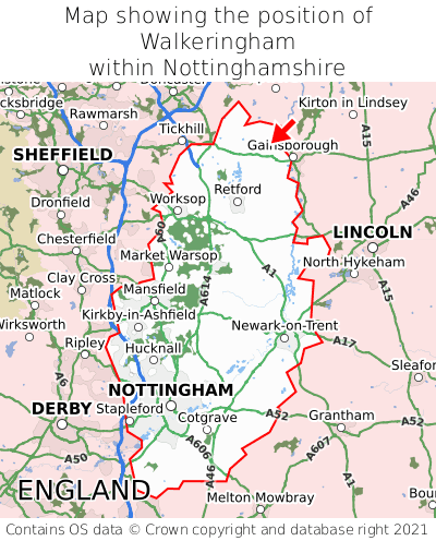 Map showing location of Walkeringham within Nottinghamshire