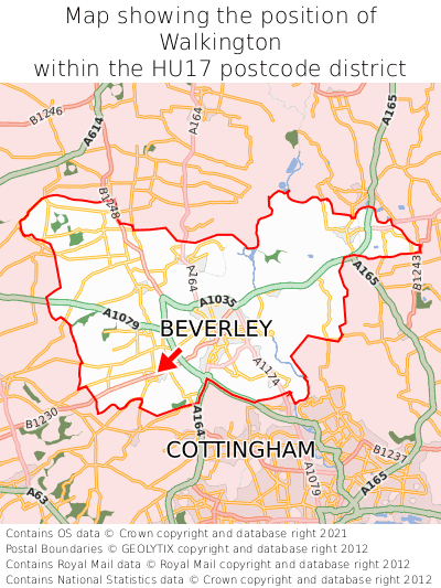 Map showing location of Walkington within HU17