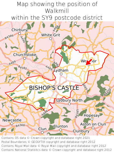 Map showing location of Walkmill within SY9