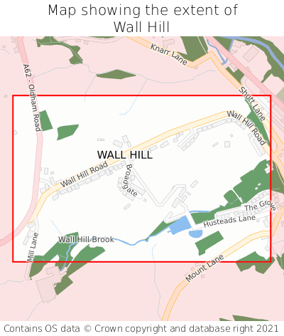 Map showing extent of Wall Hill as bounding box