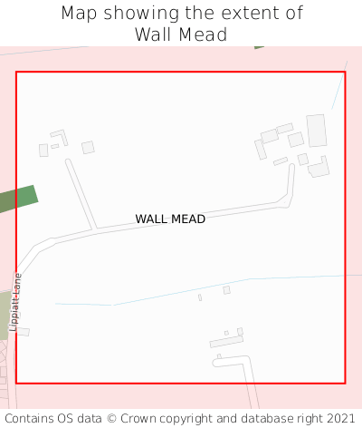 Map showing extent of Wall Mead as bounding box