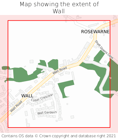 Map showing extent of Wall as bounding box