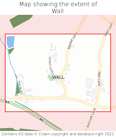 Map showing extent of Wall as bounding box