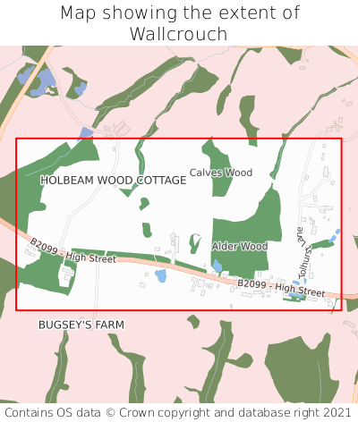 Map showing extent of Wallcrouch as bounding box