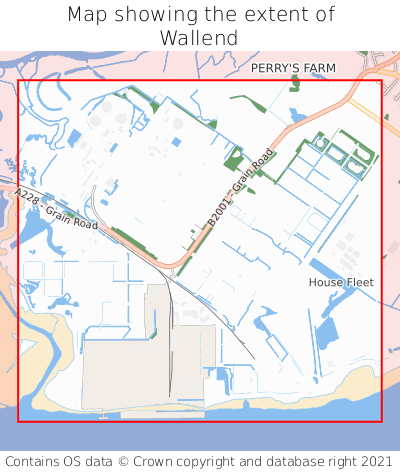 Map showing extent of Wallend as bounding box