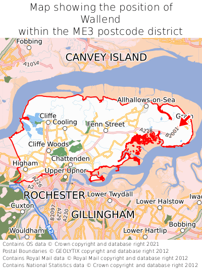Map showing location of Wallend within ME3