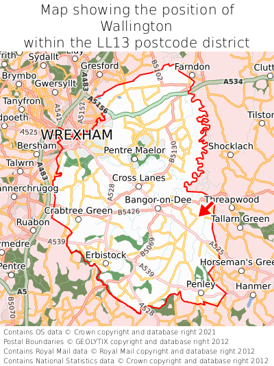 Map showing location of Wallington within LL13