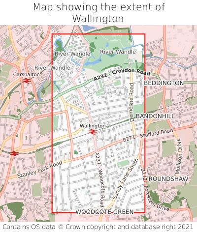 Map showing extent of Wallington as bounding box