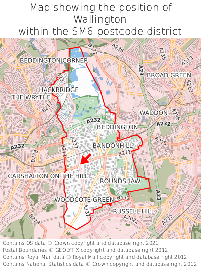 Map showing location of Wallington within SM6