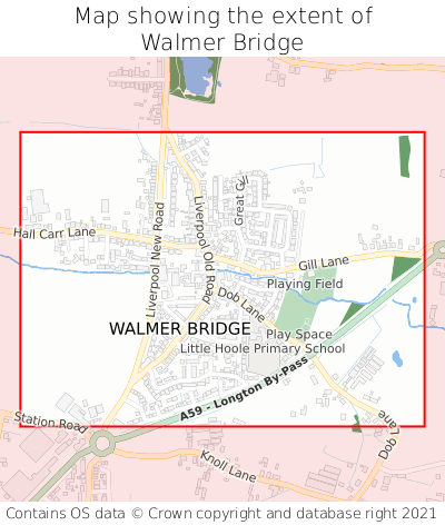 Map showing extent of Walmer Bridge as bounding box