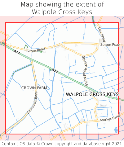 Map showing extent of Walpole Cross Keys as bounding box