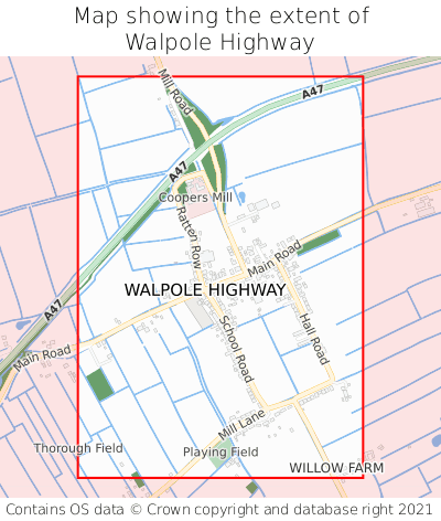 Map showing extent of Walpole Highway as bounding box