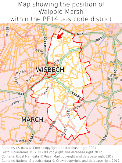 Map showing location of Walpole Marsh within PE14