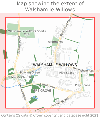 Map showing extent of Walsham le Willows as bounding box