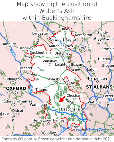 Map showing location of Walter's Ash within Buckinghamshire