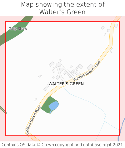 Map showing extent of Walter's Green as bounding box