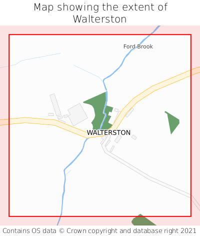 Map showing extent of Walterston as bounding box