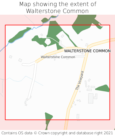 Map showing extent of Walterstone Common as bounding box