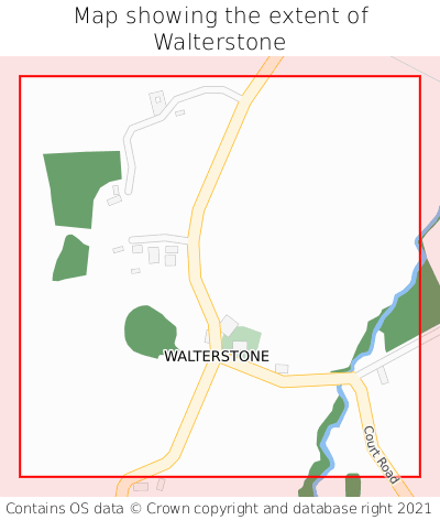 Map showing extent of Walterstone as bounding box